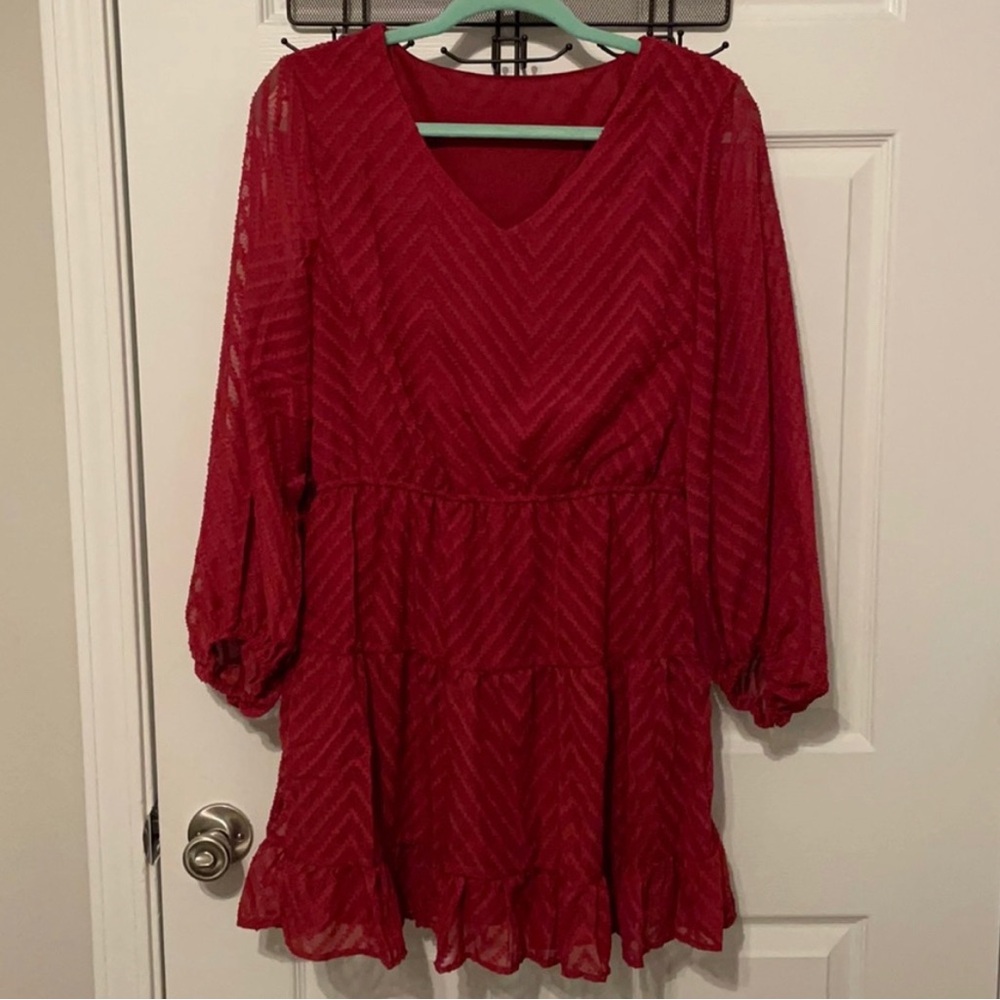 NWOT Red Long Sleeve Tiered Dress From Amazon Size M